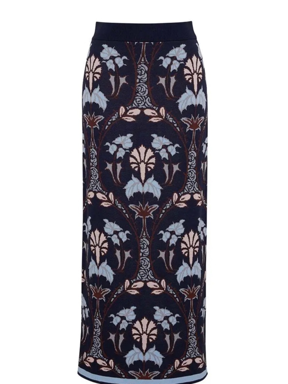 Cara Cara Two Piece Navy and White Floral Long-Sleeve Cardigan and Skirt - Picture 3 of 7